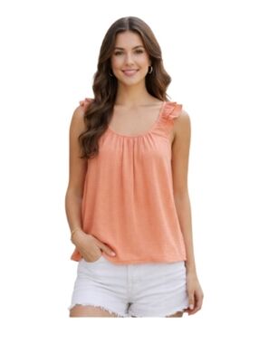 "SONOMA" (S) Brand New Pretty Orange Top With Ruffled Sleeves